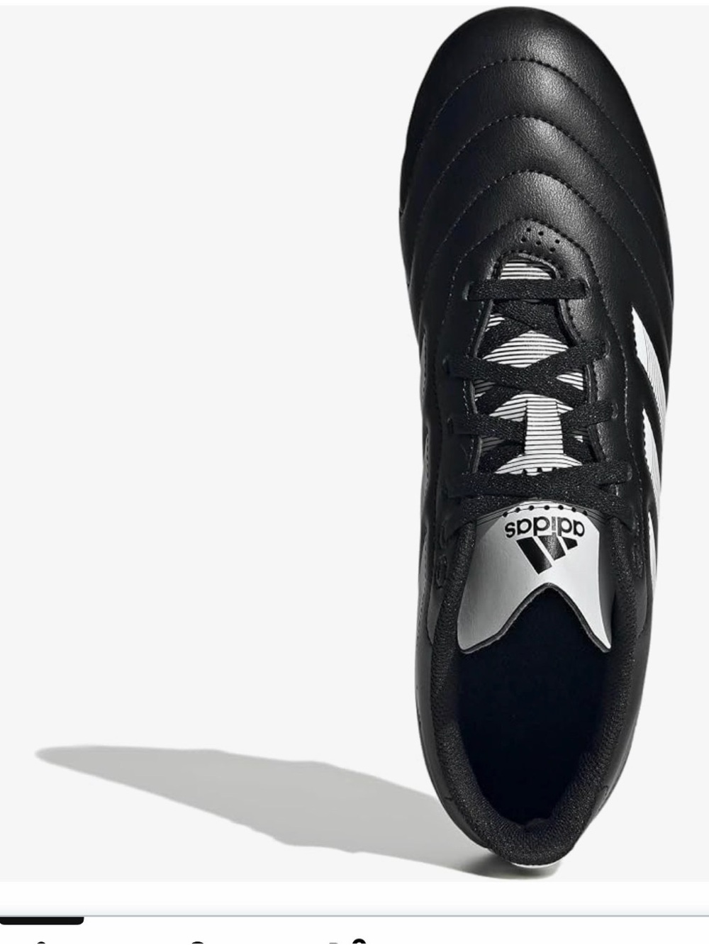 adidas Black Soccer Cleats with White Stripes and Red Studs - Picture 2 of 4